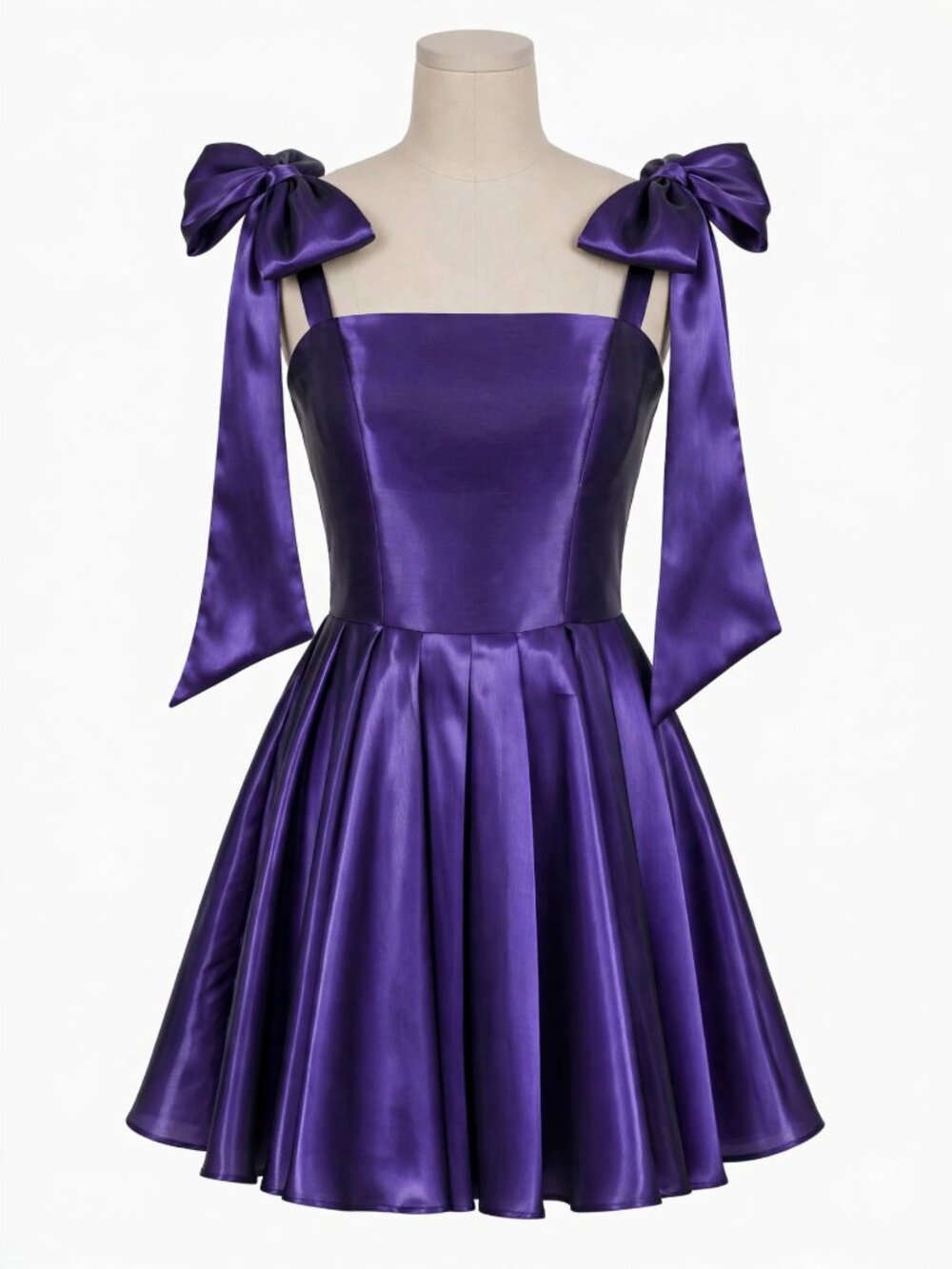 Terani Couture 251P4047 Purple Bow Cocktail Dress Pleated Mini 10 NWT